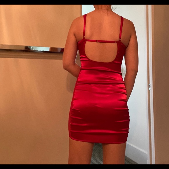 RED LACE BUSTIER DRESS - Picture 3 of 6